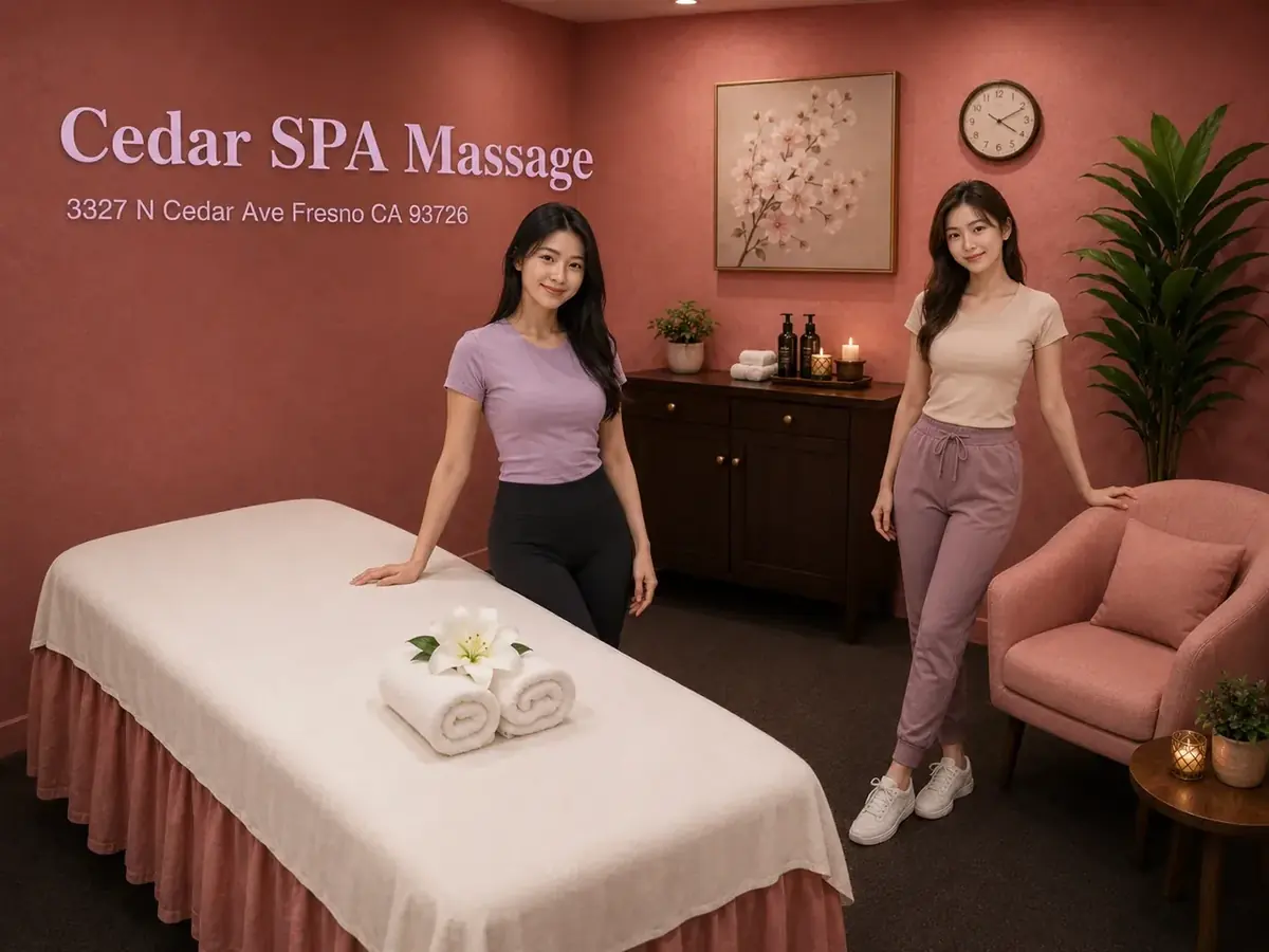 Friendly massage therapist welcoming a guest at Cedar Spa Massage in Fresno CA